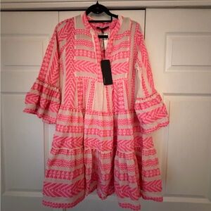 Devotion Neon pink and white Jacquard printed Dress-NWT